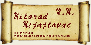 Milorad Mijajlovac vizit kartica